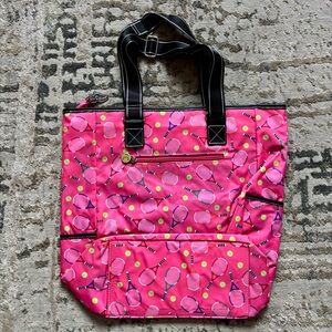 Sydney Love Sport ‘Serve It Up’ Tote Bag NEW Pink Black Racquet Tennis Ball